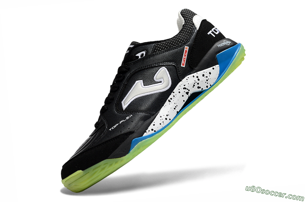 Joma Top Flex IC Indoor & Futsal Soccer Shoes - Black/Lime Green/Sky Blue 5