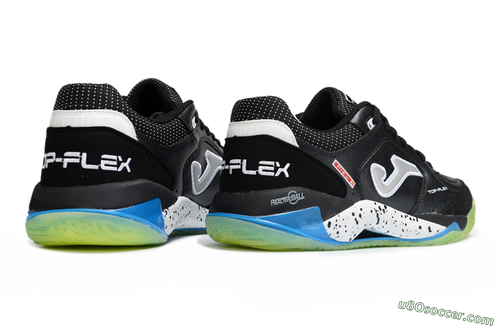 Joma Top Flex IC Indoor & Futsal Soccer Shoes - Black/Lime Green/Sky Blue 6