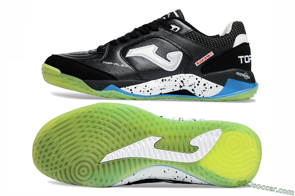 Joma Top Flex IC Indoor & Futsal Soccer Shoes - Black/Lime Green/Sky Blue 0