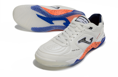 Joma Top Flex IC Indoor & Futsal Soccer Shoes - White/Coral Orange/Navy Blue