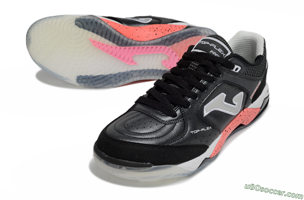 Joma Top Flex IC Indoor & Futsal Soccer Shoes - Black/Coral Pink/Gray 3