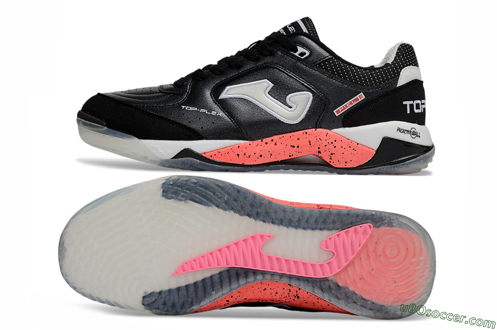 Joma Top Flex IC Indoor & Futsal Soccer Shoes - Black/Coral Pink/Gray 0