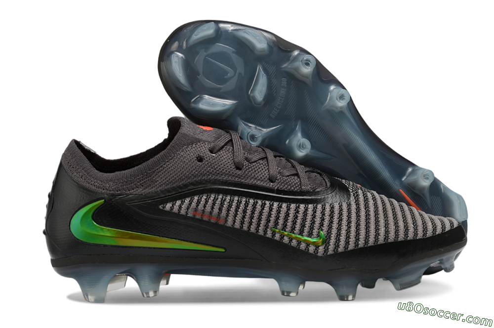 Nike Phantom 6 Elite Low FG Firm Ground Soccer Cleats - Black/Neon Green/Crimson Red 1