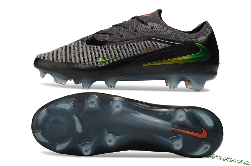 Nike Phantom 6 Elite Low FG Firm Ground Soccer Cleats - Black/Neon Green/Crimson Red 0