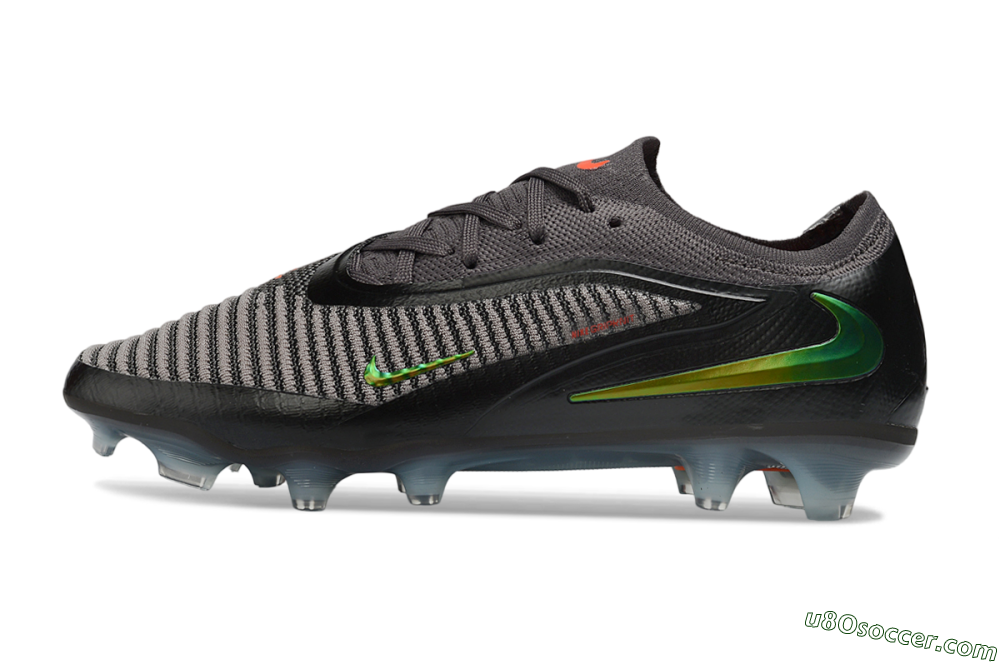 Nike Phantom 6 Elite Low FG Firm Ground Soccer Cleats - Black/Neon Green/Crimson Red 2