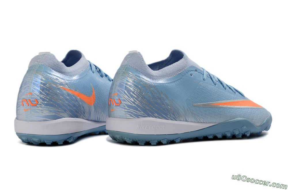 Nike Air Zoom Mercurial Vapor 17 Elite TF Artificial Turf Soccer Shoes - Blue/Sky Blue/Tangerine 6