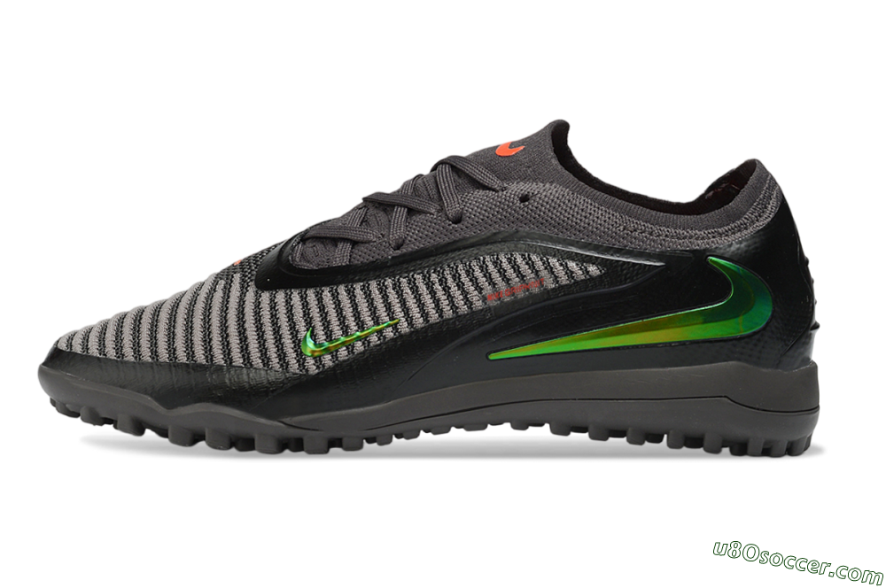 Nike Phantom 6 Elite Low TF Artificial Turf Soccer Shoes - Black/Electric Green/Charcoal Gray 2
