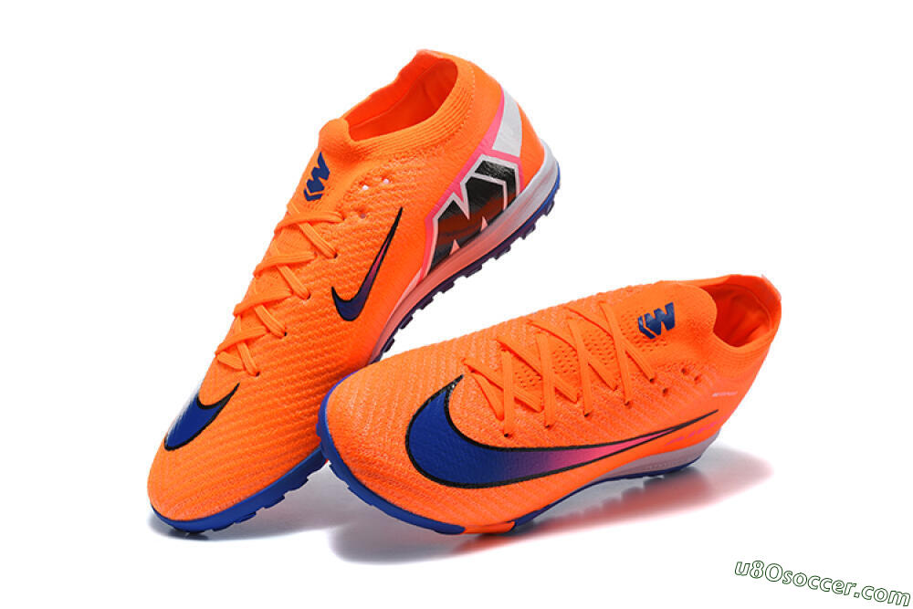 Nike Air Zoom Mercurial Vapor 16 Elite TF Artificial Turf Soccer Shoes - Orange/Royal Blue/Hot Pink 6