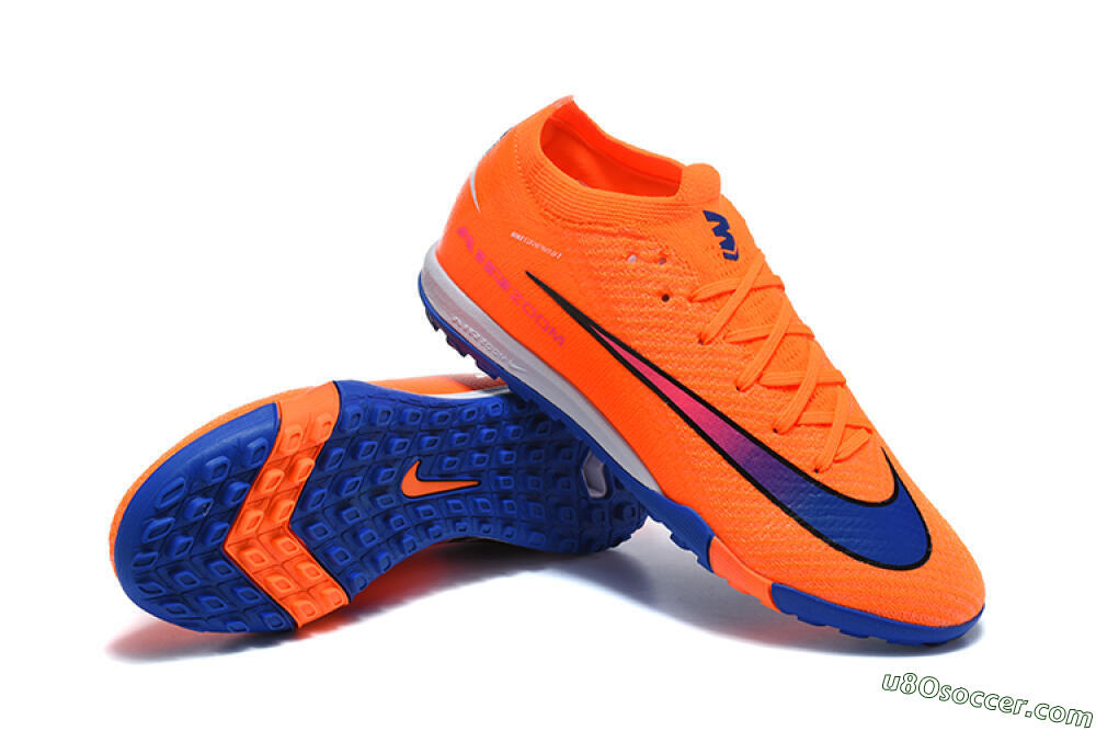 Nike Air Zoom Mercurial Vapor 16 Elite TF Artificial Turf Soccer Shoes - Orange/Royal Blue/Hot Pink 4