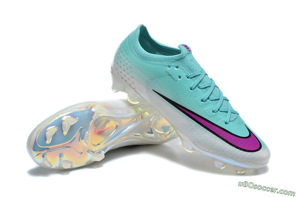 Nike Air Zoom Mercurial Vapor 17 Elite FG Firm Ground Soccer Cleats - Aqua/Vibrant Purple/Silver Grey 4