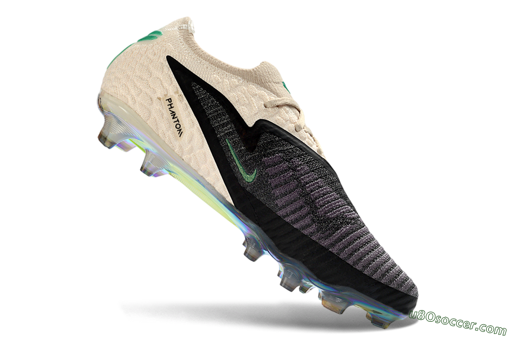 Nike Phantom 6 Elite Low FG Firm Ground Soccer Cleats - Black/Gleaming Green/Champagne White 5