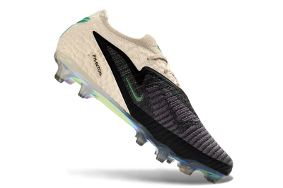 Nike Phantom 6 Elite Low FG Firm Ground Soccer Cleats - Black/Gleaming Green/Champagne White