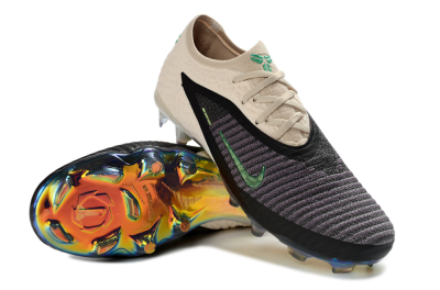 Nike Phantom 6 Elite Low FG Firm Ground Soccer Cleats - Black/Gleaming Green/Champagne White