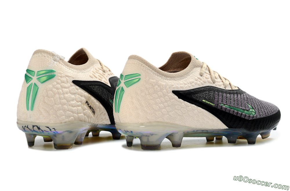 Nike Phantom 6 Elite Low FG Firm Ground Soccer Cleats - Black/Gleaming Green/Champagne White 7