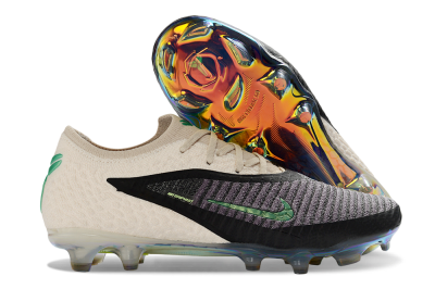Nike Phantom 6 Elite Low FG Firm Ground Soccer Cleats - Black/Gleaming Green/Champagne White