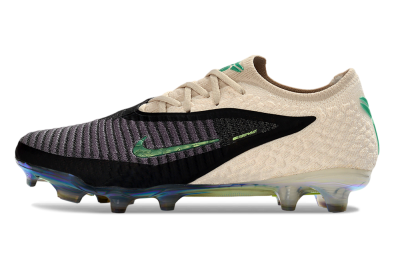 Nike Phantom 6 Elite Low FG Firm Ground Soccer Cleats - Black/Gleaming Green/Champagne White