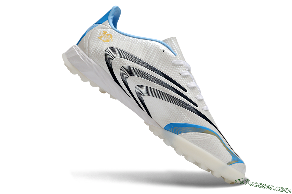 Adidas F50 Tunit Elite TF Artificial Turf Soccer Shoes - White/Sky Blue/Black 4