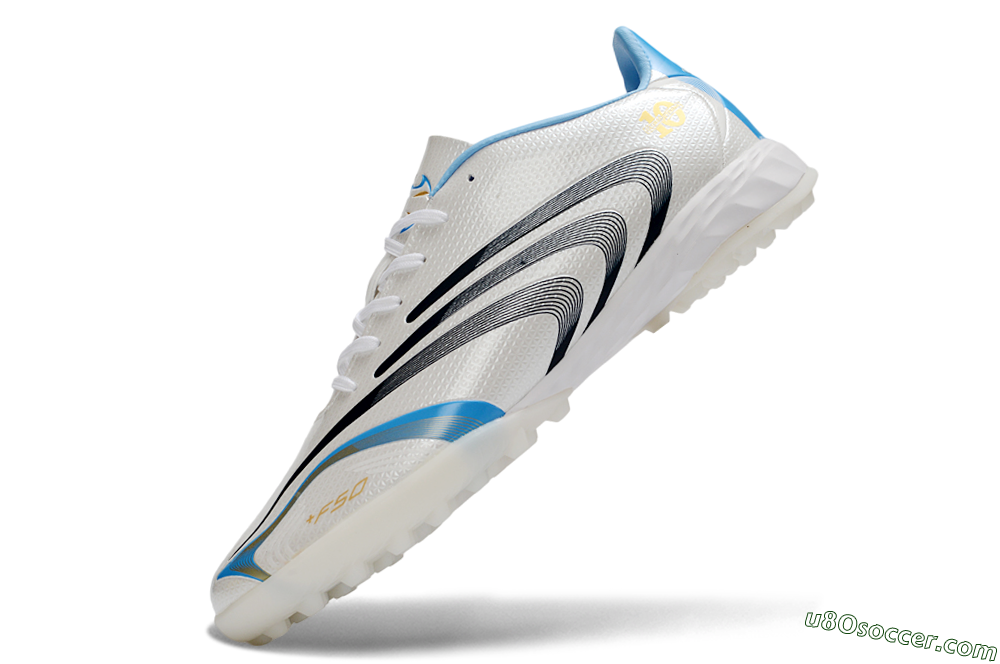 Adidas F50 Tunit Elite TF Artificial Turf Soccer Shoes - White/Sky Blue/Black 5