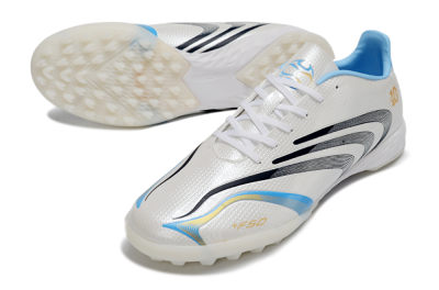 Adidas F50 Tunit Elite TF Artificial Turf Soccer Shoes - White/Sky Blue/Black