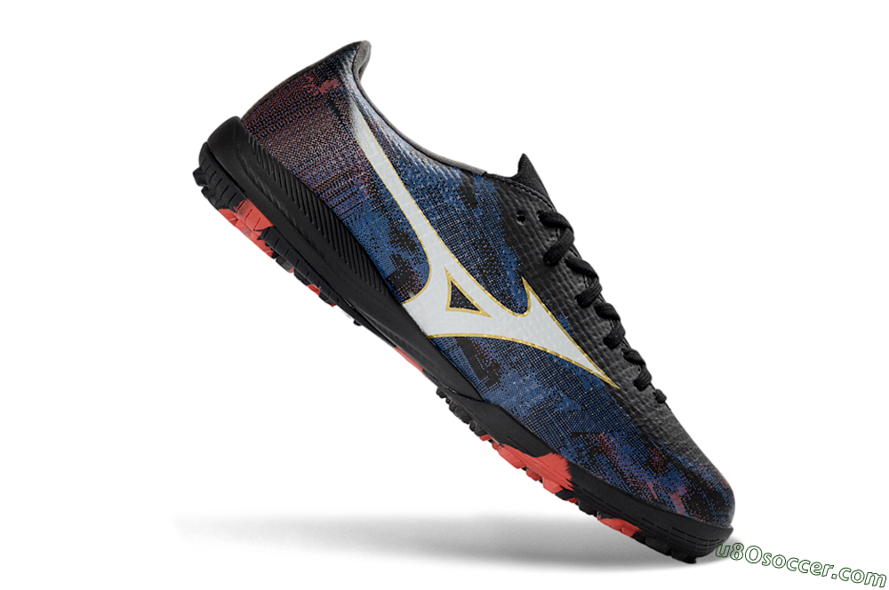 Mizuno Alpha 3 Elite TF Artificial Turf Soccer Shoes - Black/Electric Blue/Crimson Red 4