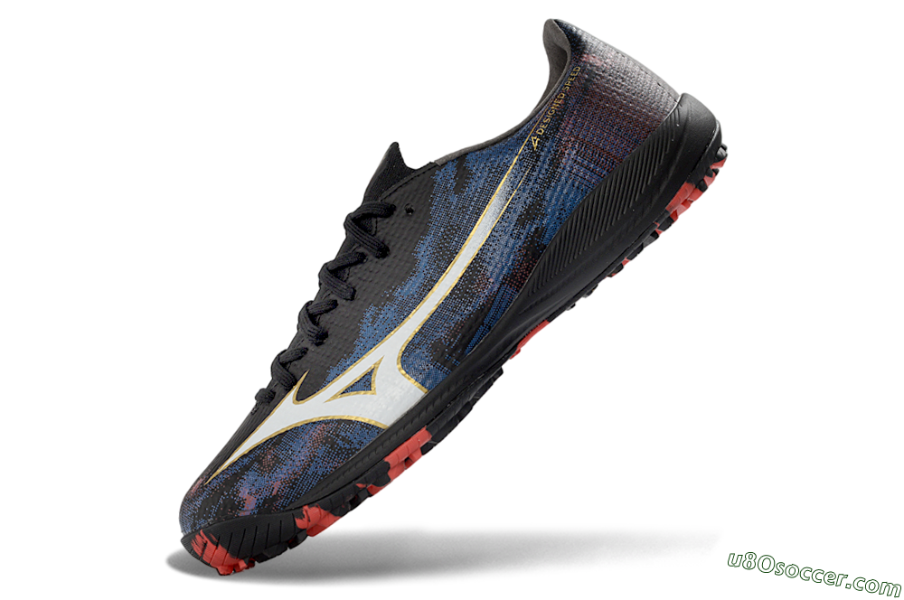 Mizuno Alpha 3 Elite TF Artificial Turf Soccer Shoes - Black/Electric Blue/Crimson Red 5