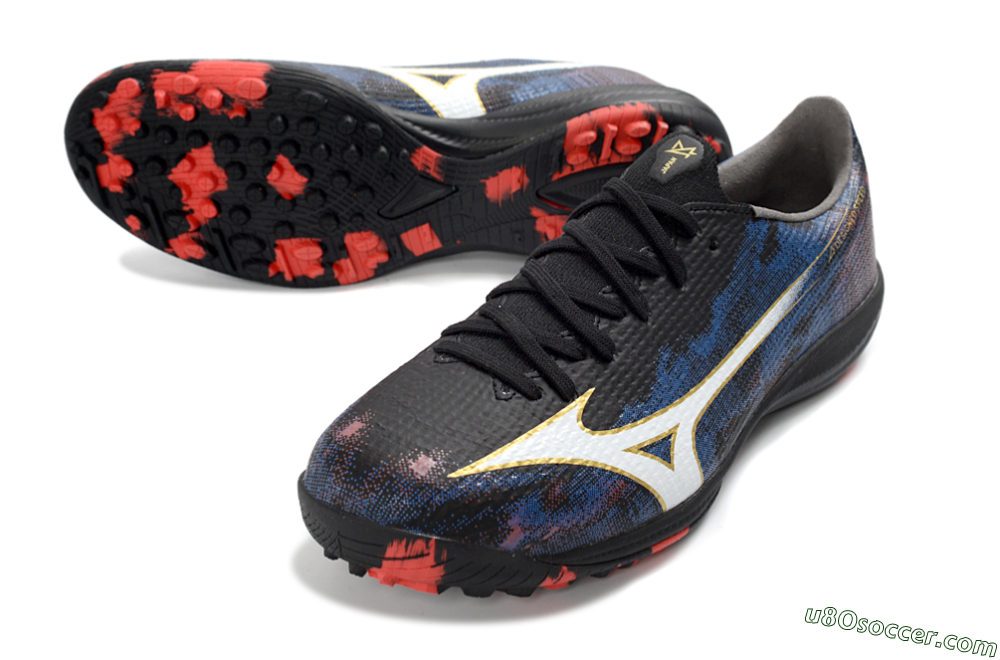 Mizuno Alpha 3 Elite TF Artificial Turf Soccer Shoes - Black/Electric Blue/Crimson Red 3