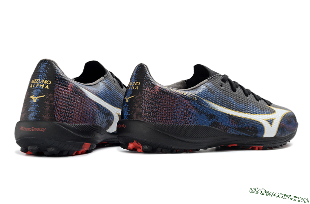 Mizuno Alpha 3 Elite TF Artificial Turf Soccer Shoes - Black/Electric Blue/Crimson Red 6