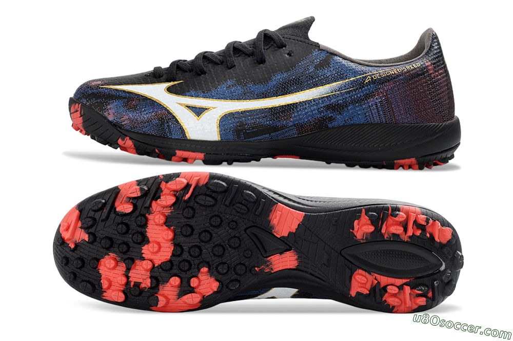 Mizuno Alpha 3 Elite TF Artificial Turf Soccer Shoes - Black/Electric Blue/Crimson Red 0