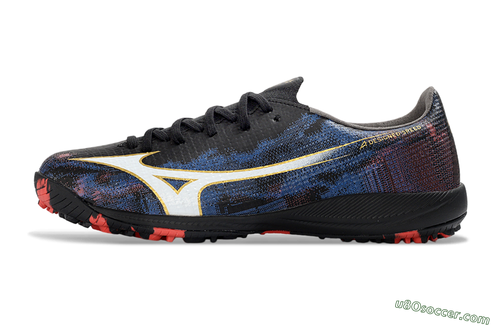 Mizuno Alpha 3 Elite TF Artificial Turf Soccer Shoes - Black/Electric Blue/Crimson Red 2