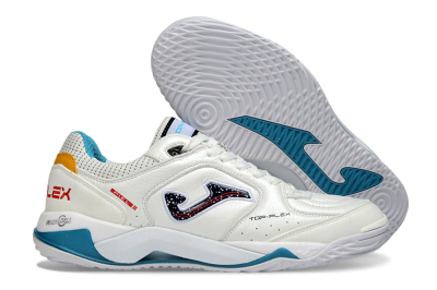 Joma Top Flex IC Indoor & Futsal Soccer Shoes - White/Ocean Blue/Sunshine Yellow