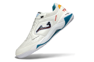 Joma Top Flex IC Indoor & Futsal Soccer Shoes - White/Ocean Blue/Sunshine Yellow