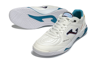 Joma Top Flex IC Indoor & Futsal Soccer Shoes - White/Ocean Blue/Sunshine Yellow