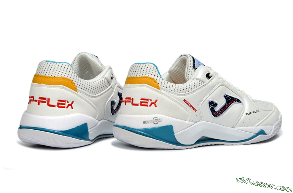 Joma Top Flex IC Indoor & Futsal Soccer Shoes - White/Ocean Blue/Sunshine Yellow 6