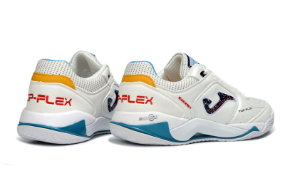 Joma Top Flex IC Indoor & Futsal Soccer Shoes - White/Ocean Blue/Sunshine Yellow