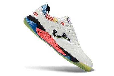 Joma Top Flex IC Indoor & Futsal Soccer Shoes - White/Neon Green/Coral Pink