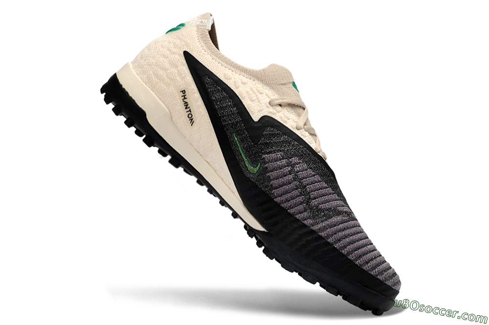 Nike Phantom 6 Elite Low TF Artificial Turf Soccer Shoes - Beige/Charcoal Gray/Lime Green 5