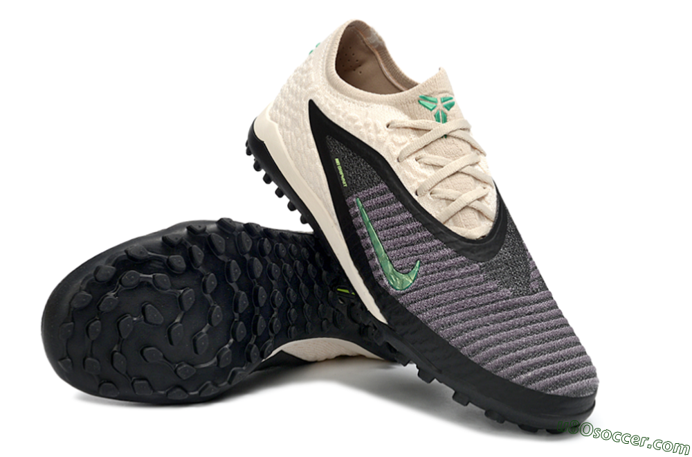 Nike Phantom 6 Elite Low TF Artificial Turf Soccer Shoes - Beige/Charcoal Gray/Lime Green 4