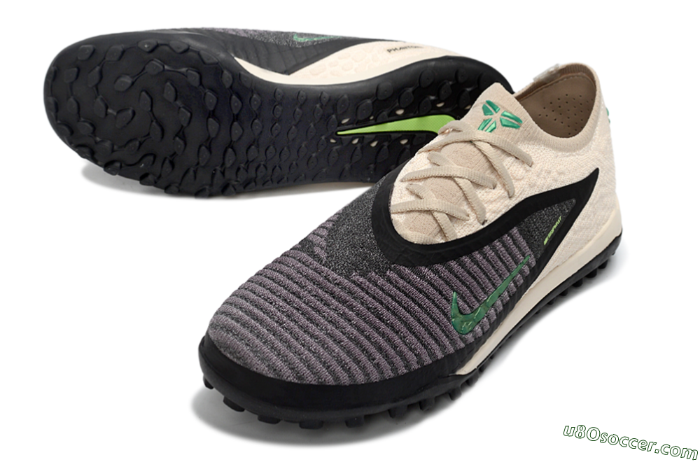Nike Phantom 6 Elite Low TF Artificial Turf Soccer Shoes - Beige/Charcoal Gray/Lime Green 3