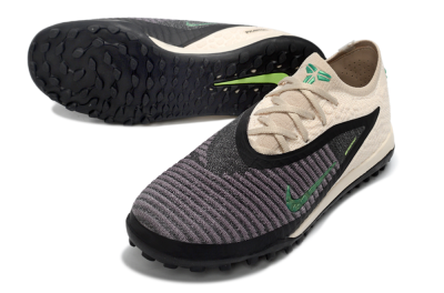 Nike Phantom 6 Elite Low TF Artificial Turf Soccer Shoes - Beige/Charcoal Gray/Lime Green