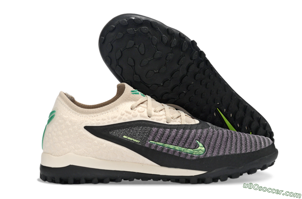 Nike Phantom 6 Elite Low TF Artificial Turf Soccer Shoes - Beige/Charcoal Gray/Lime Green 1