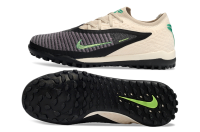 Nike Phantom 6 Elite Low TF Artificial Turf Soccer Shoes - Beige/Charcoal Gray/Lime Green