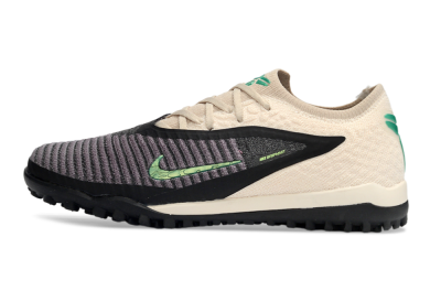 Nike Phantom 6 Elite Low TF Artificial Turf Soccer Shoes - Beige/Charcoal Gray/Lime Green