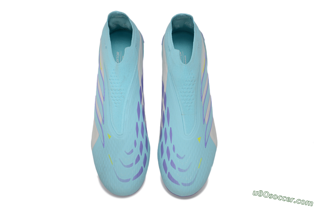 Adidas Predator 26 Elite Laceless FG Firm Ground Soccer Cleats - Aqua/Sky Blue/Lavender 4