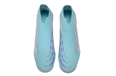 Adidas Predator 26 Elite Laceless FG Firm Ground Soccer Cleats - Aqua/Sky Blue/Lavender