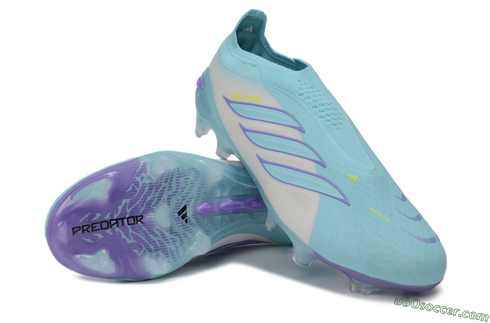 Adidas Predator 26 Elite Laceless FG Firm Ground Soccer Cleats - Aqua/Sky Blue/Lavender 3