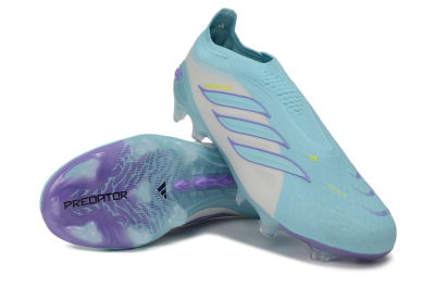 Adidas Predator 26 Elite Laceless FG Firm Ground Soccer Cleats - Aqua/Sky Blue/Lavender