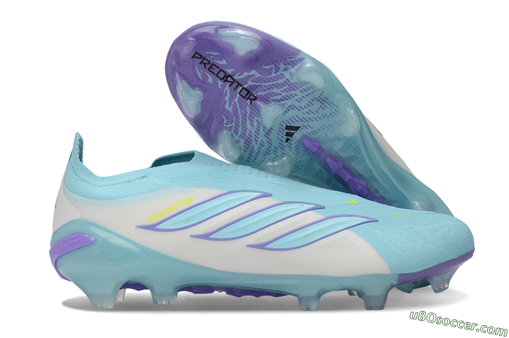 Adidas Predator 26 Elite Laceless FG Firm Ground Soccer Cleats - Aqua/Sky Blue/Lavender 1