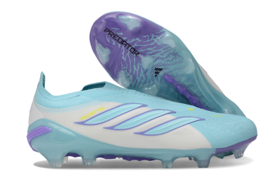 Adidas Predator 26 Elite Laceless FG Firm Ground Soccer Cleats - Aqua/Sky Blue/Lavender