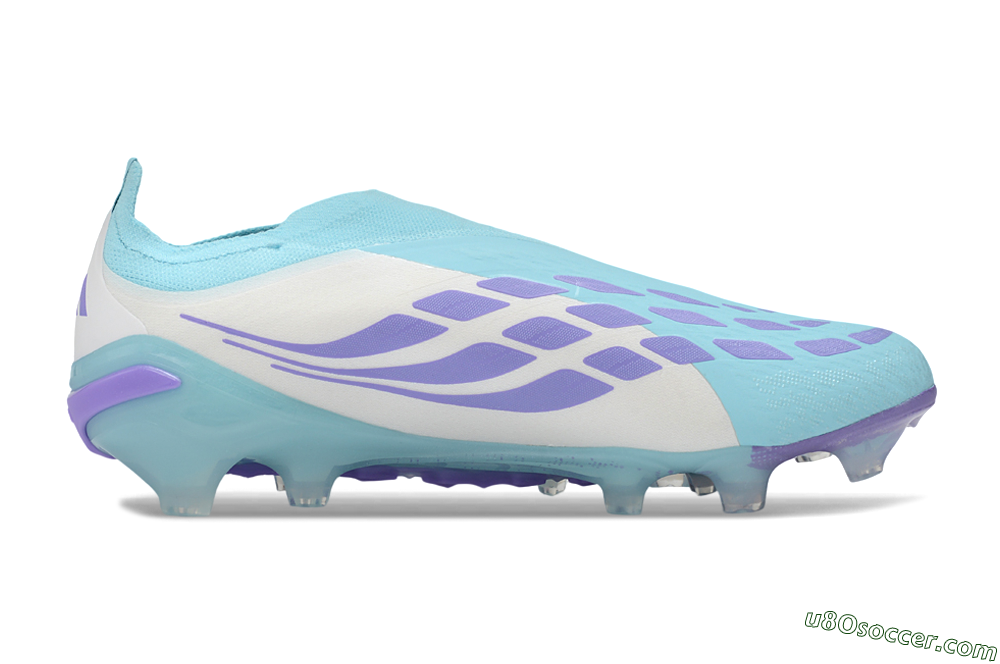 Adidas Predator 26 Elite Laceless FG Firm Ground Soccer Cleats - Aqua/Sky Blue/Lavender 7
