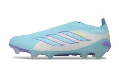 Adidas Predator 26 Elite Laceless FG Firm Ground Soccer Cleats - Aqua/Sky Blue/Lavender